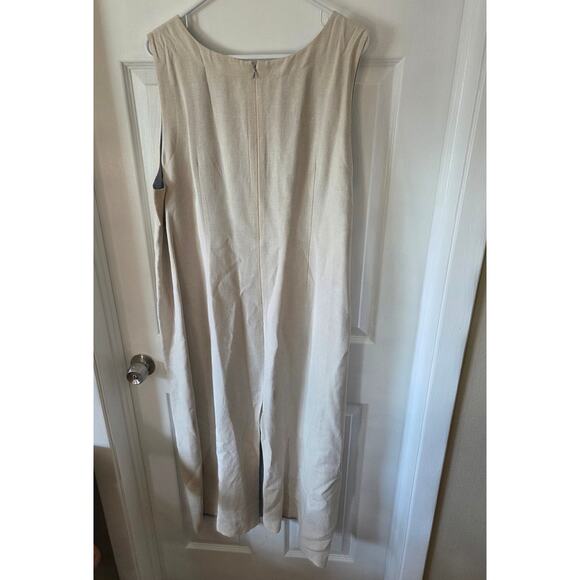 Deane-White Linen Blend Sheath Dress Plus Sz 20 Jacket Embroidered Floral - Picture 6 of 10